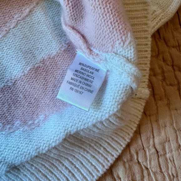 Milly Zebra Intarsia Sweater, Pink& White,  Merino Wool/Cashmere, Size S, EUC! - Picture 3 of 8